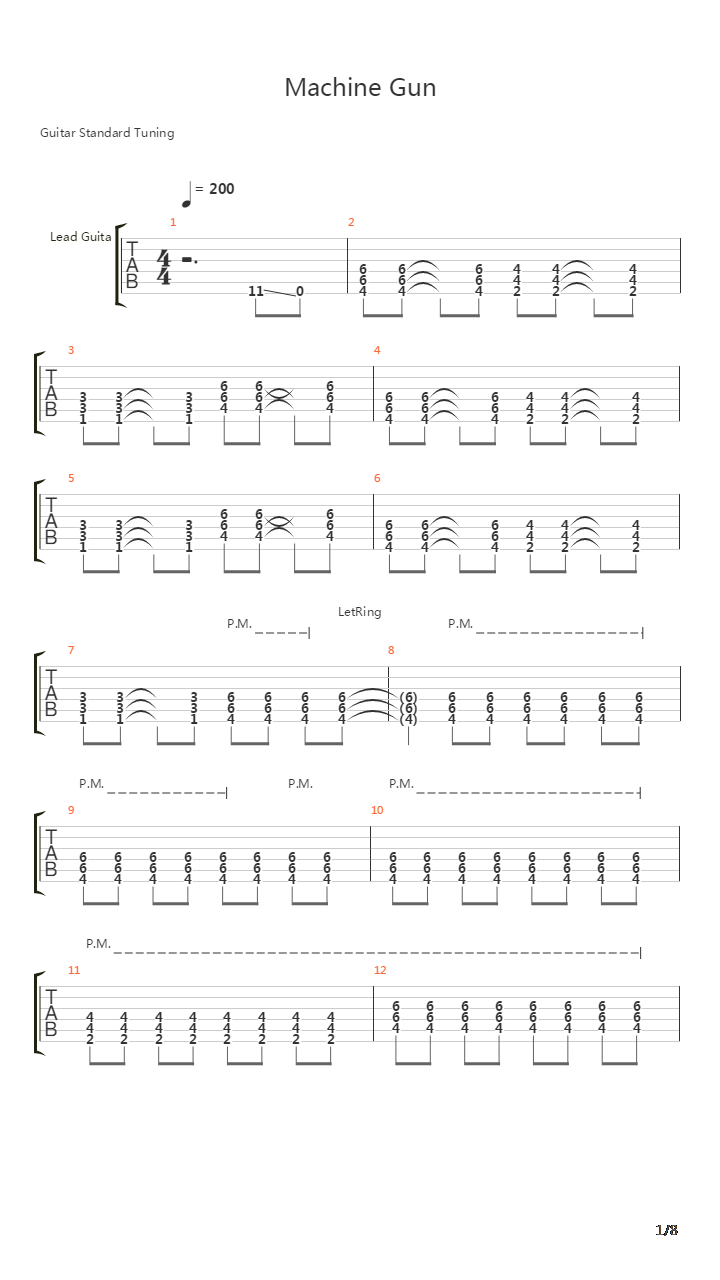 Machine Gun吉他谱