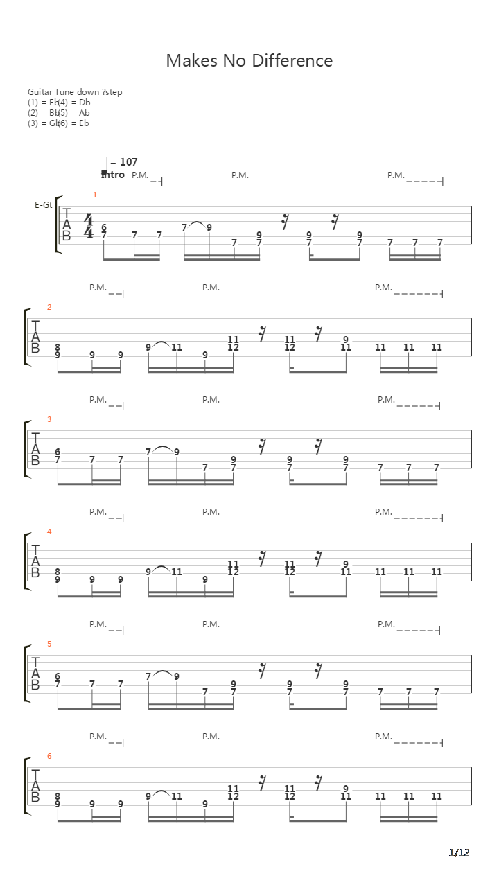 Makes No Difference吉他谱