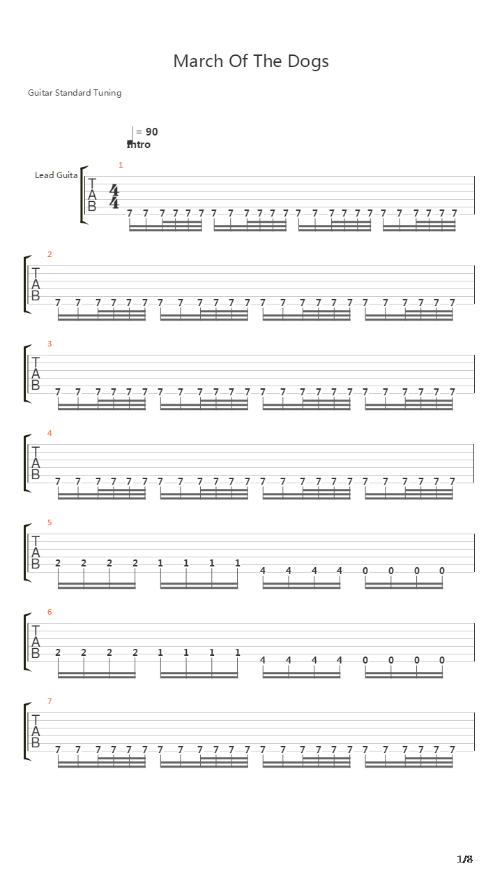 March Of The Dogs吉他谱