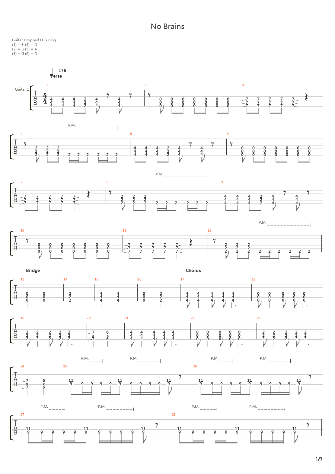 No Brains吉他谱