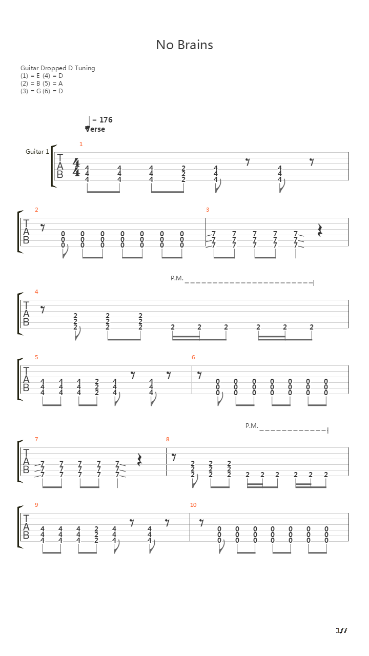 No Brains吉他谱