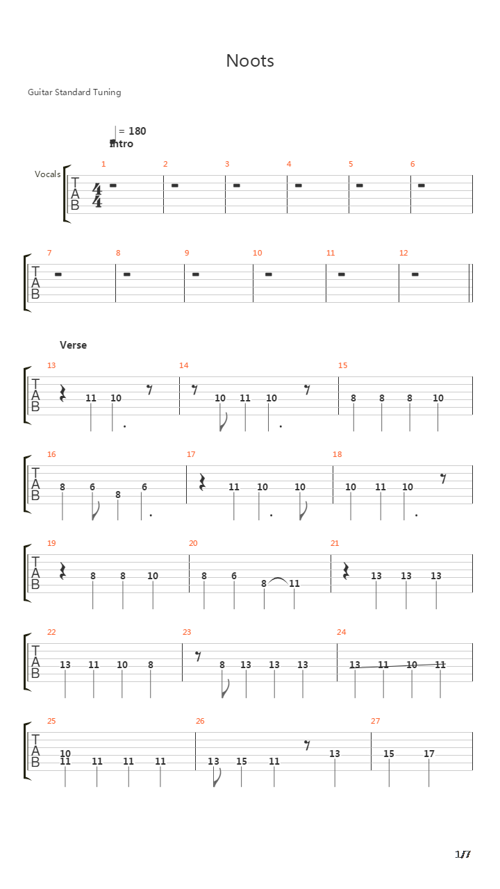 Noots吉他谱