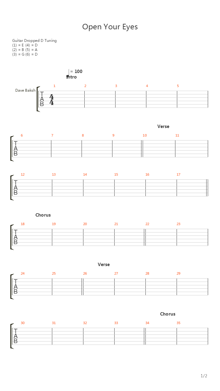 Open Your Eyes吉他谱