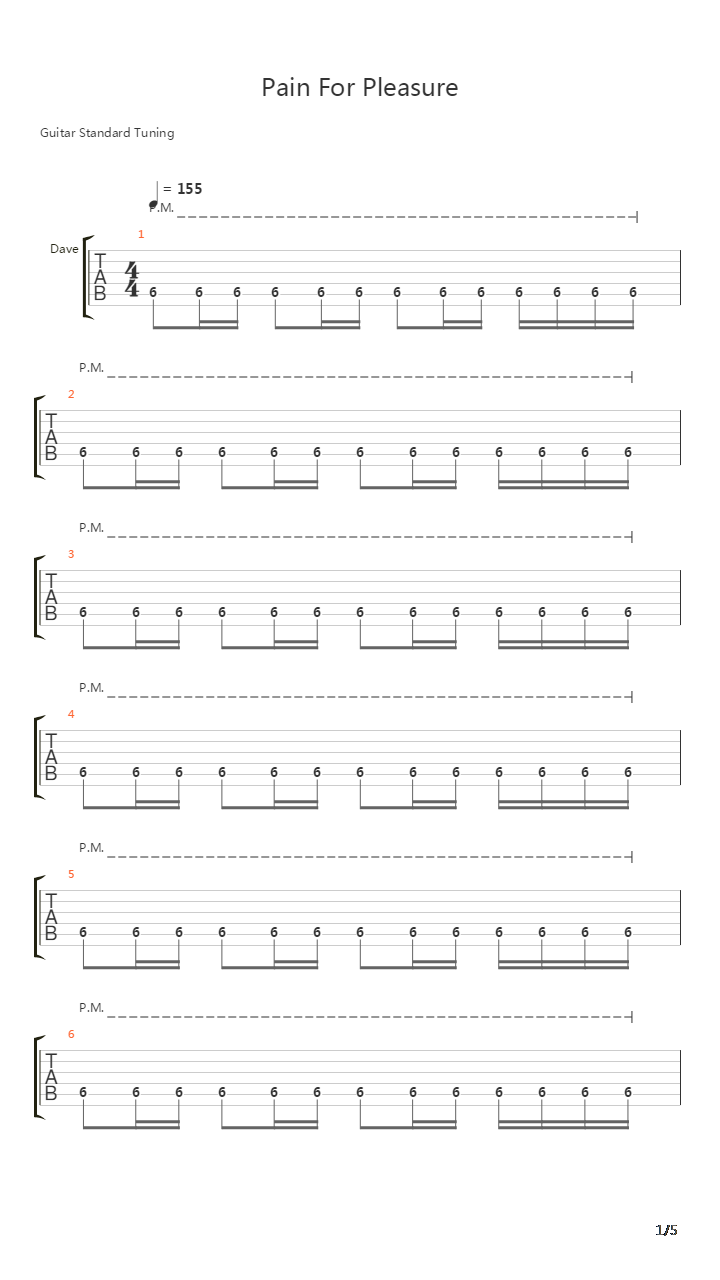 Pain For Pleasure吉他谱
