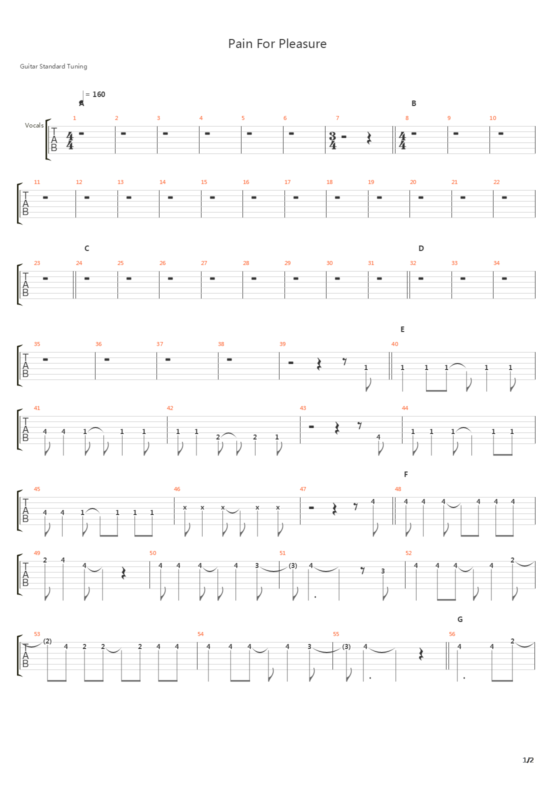 Pain For Pleasure吉他谱
