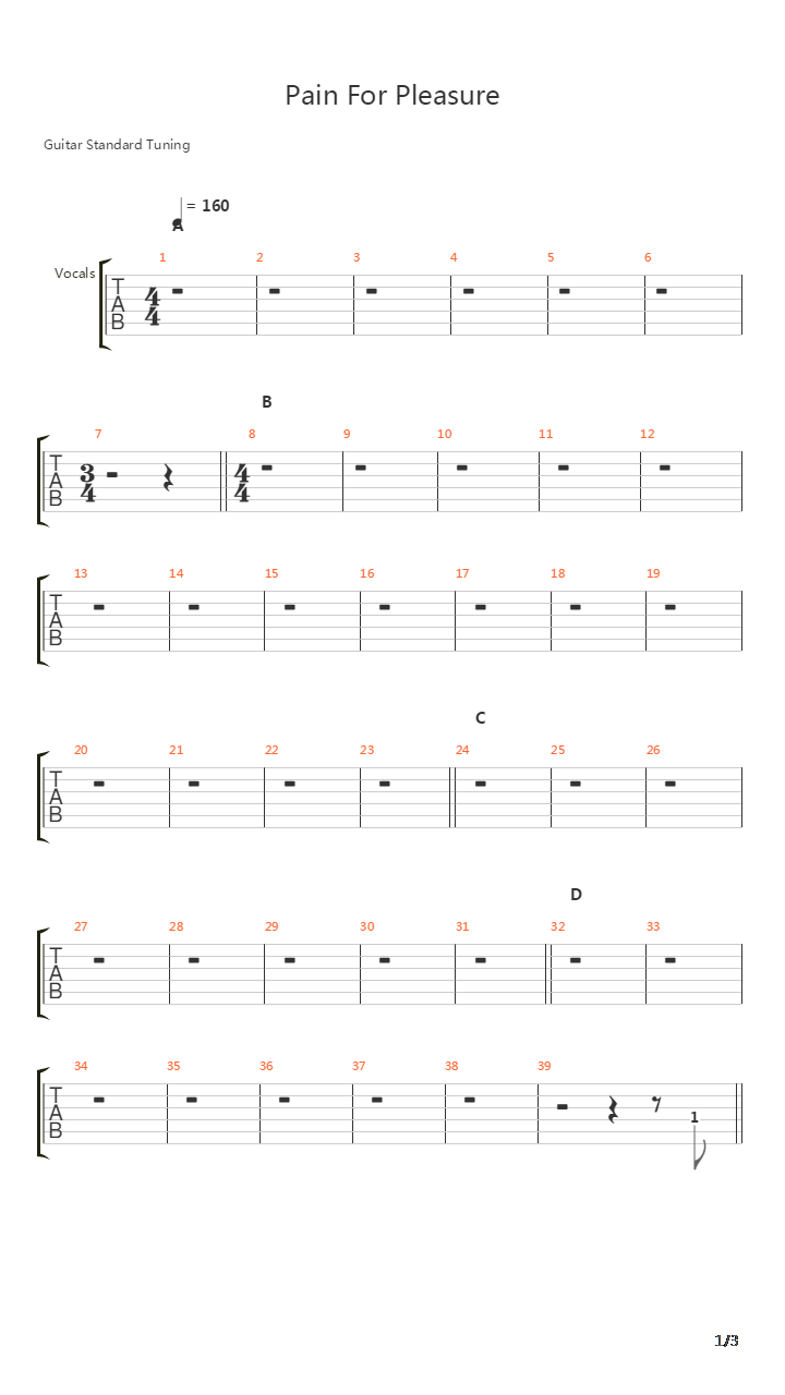 Pain For Pleasure吉他谱