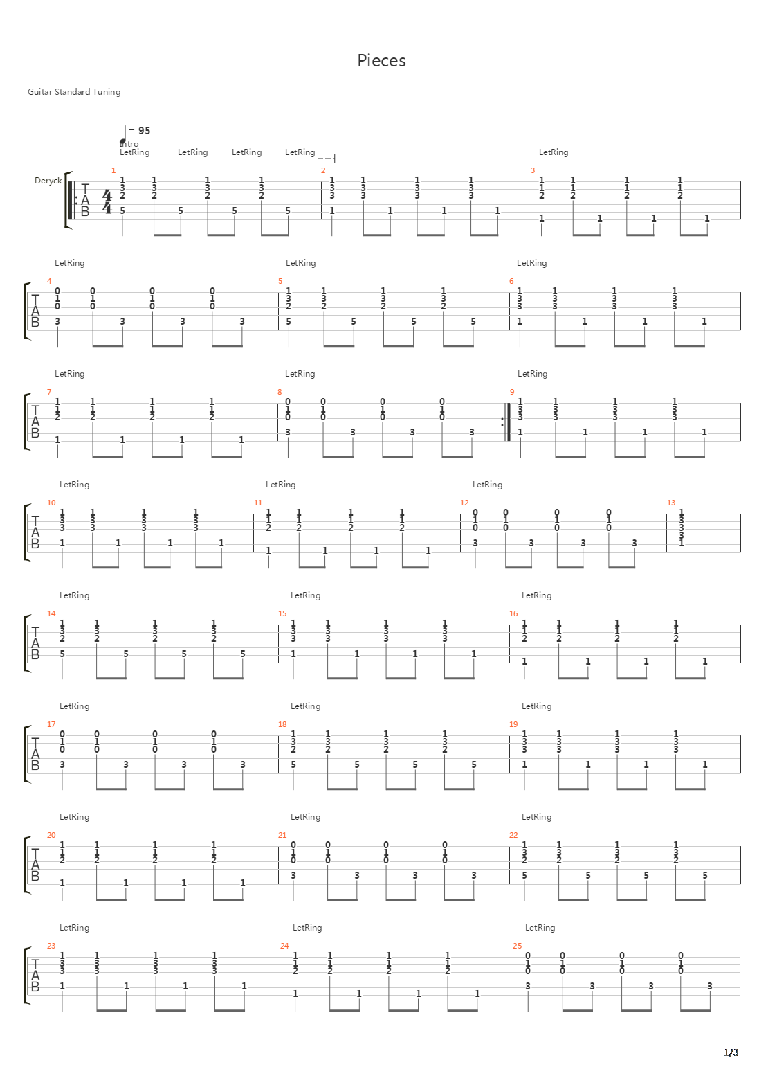 Pieces吉他谱