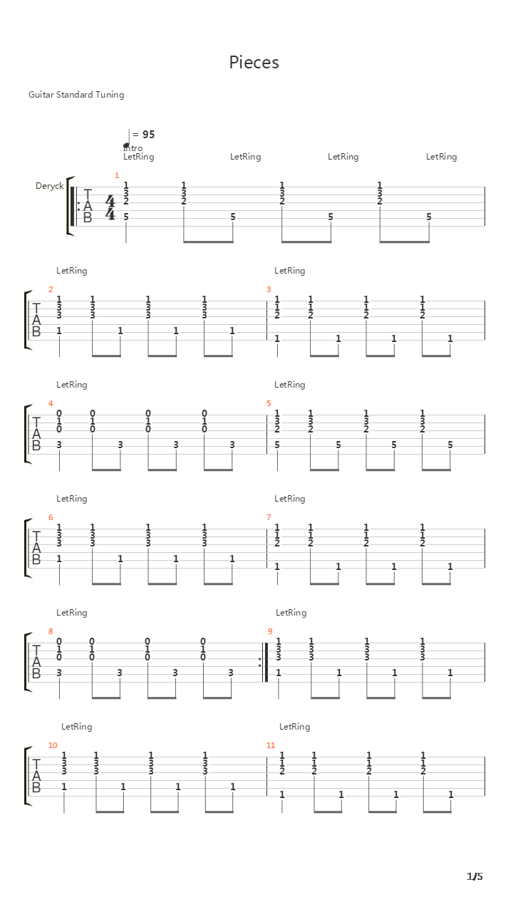 Pieces吉他谱