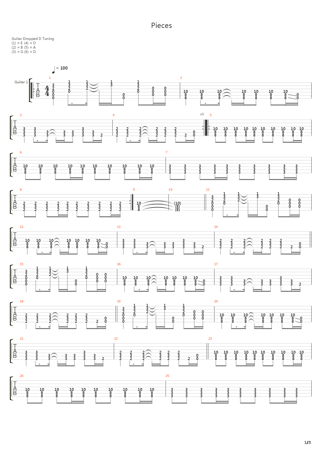 Pieces吉他谱