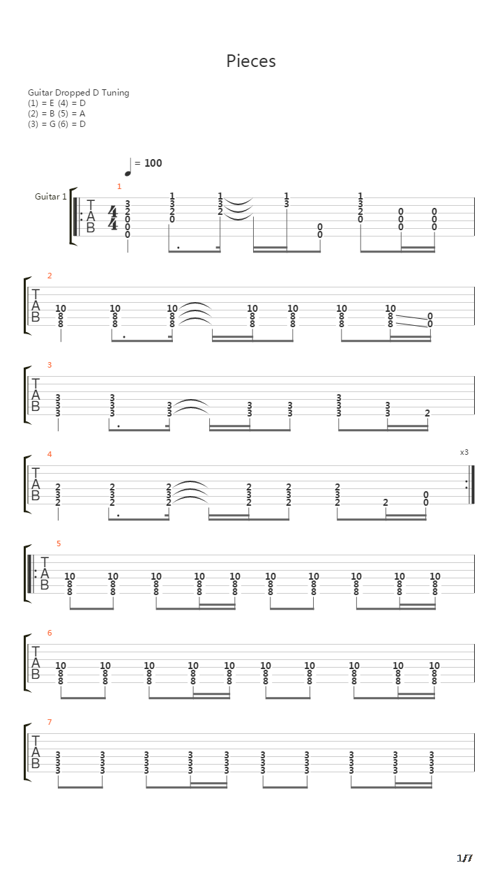 Pieces吉他谱