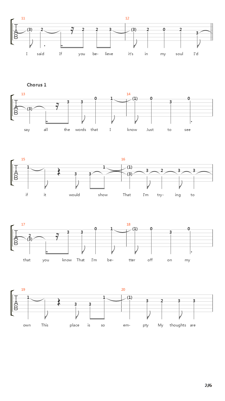 Pieces吉他谱