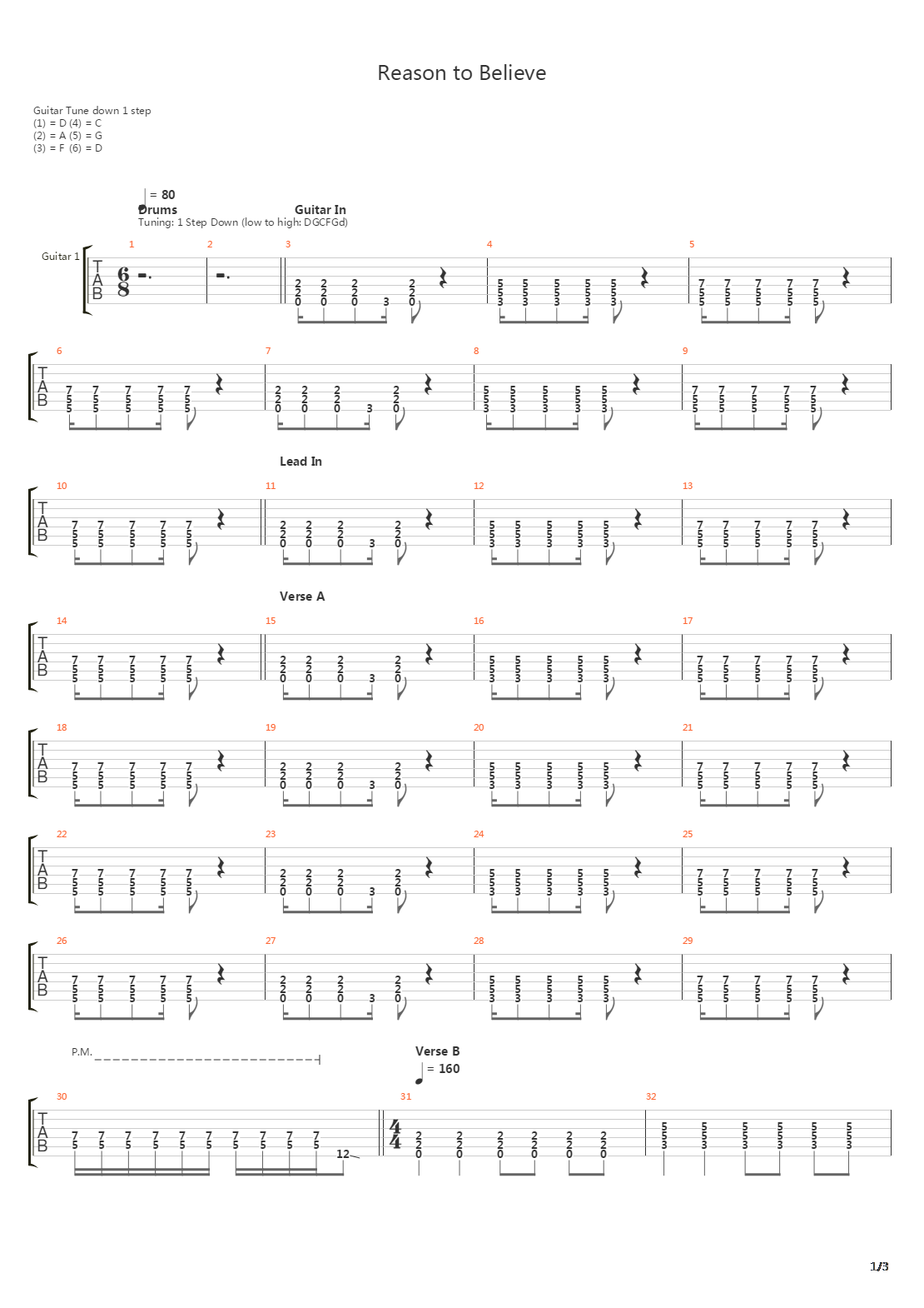 Reason To Believe吉他谱