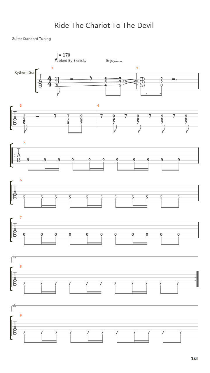 Ride The Chariot To The Devil吉他谱