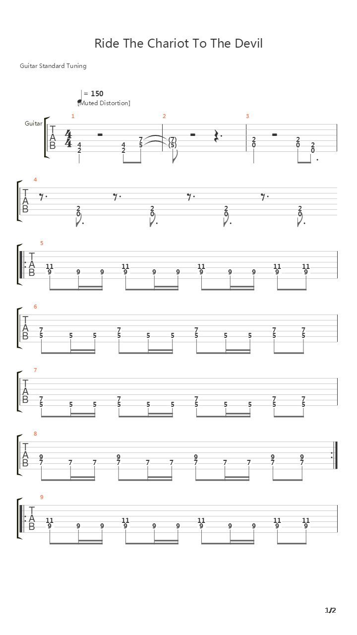 Ride The Chariot To The Devil吉他谱