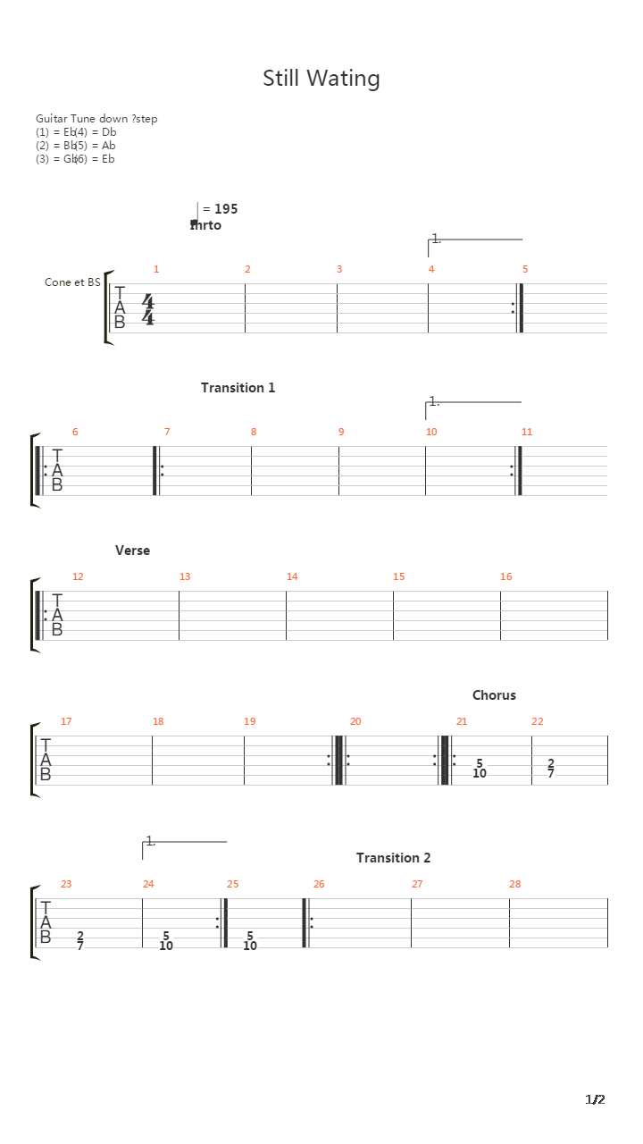 Still Waiting吉他谱