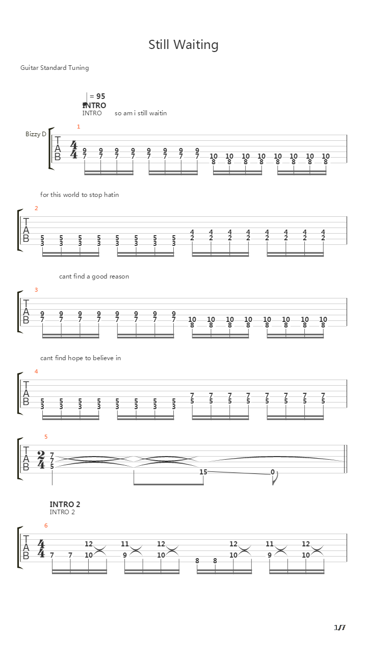 Still Waiting吉他谱