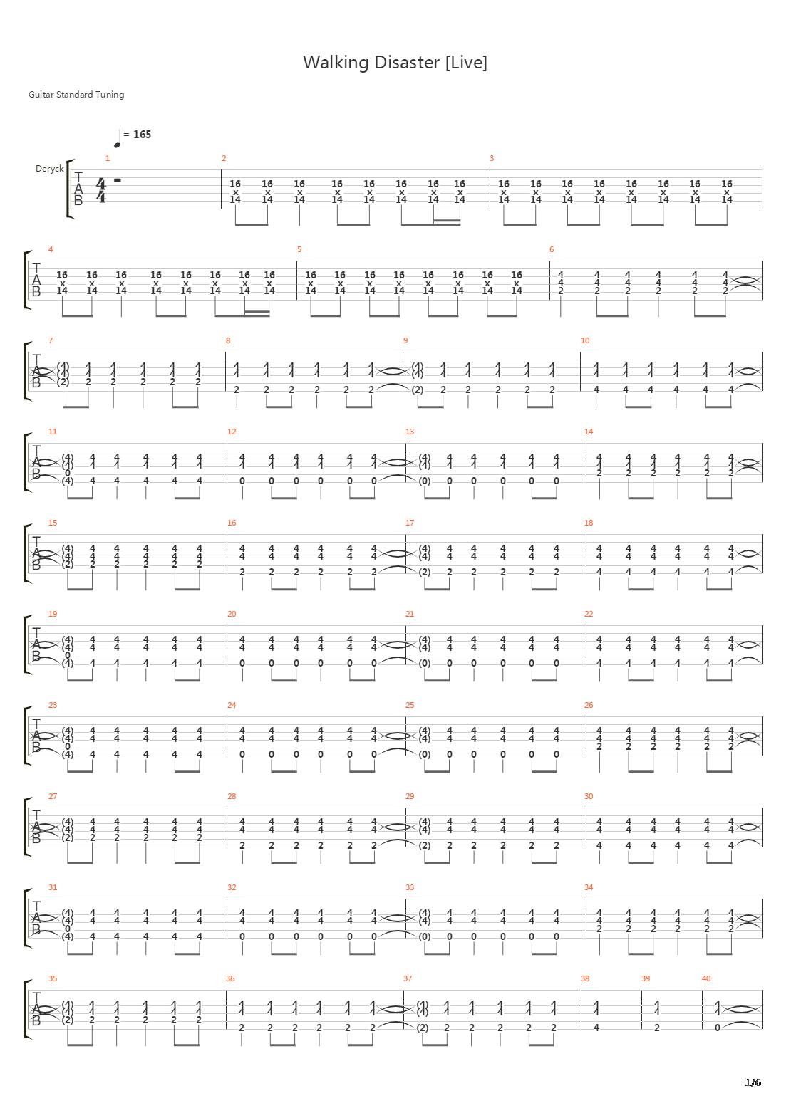 Walking Disaster吉他谱