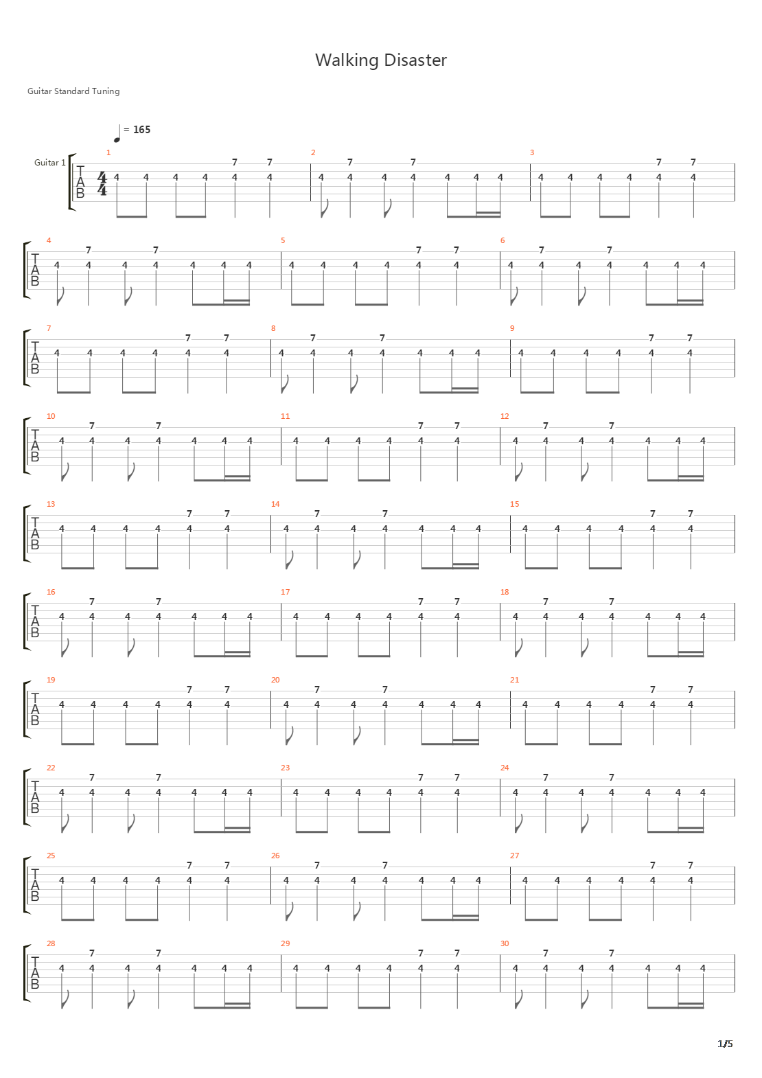 Walking Disaster吉他谱