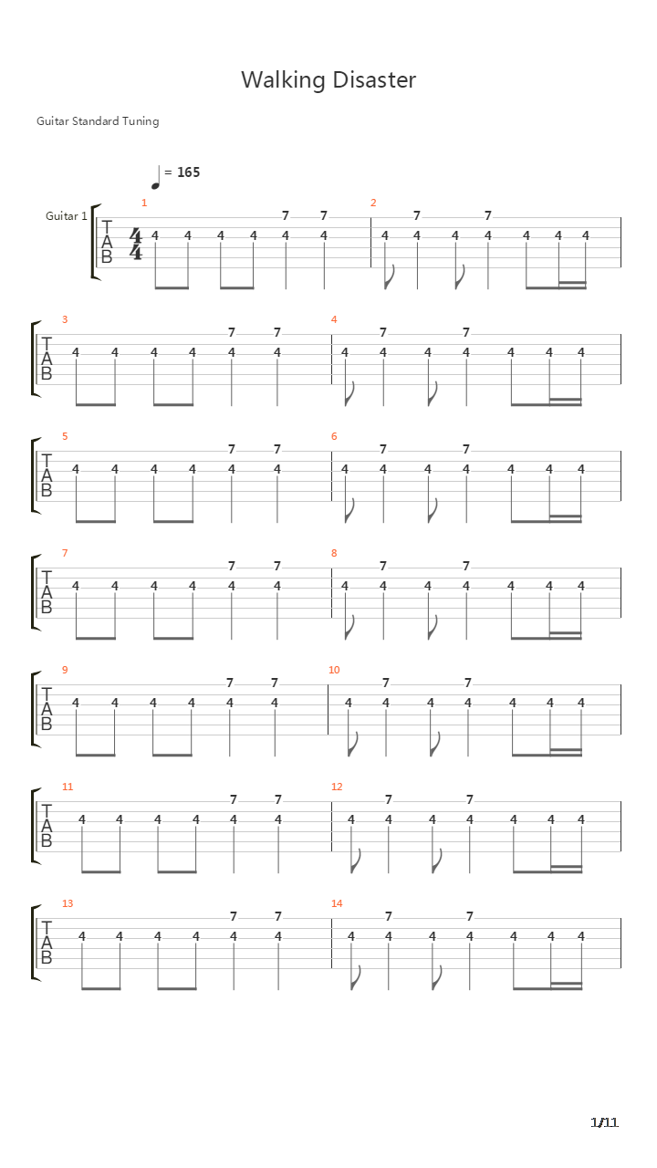 Walking Disaster吉他谱