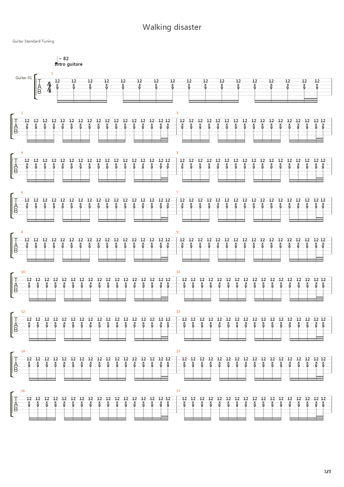 Walking Disaster吉他谱