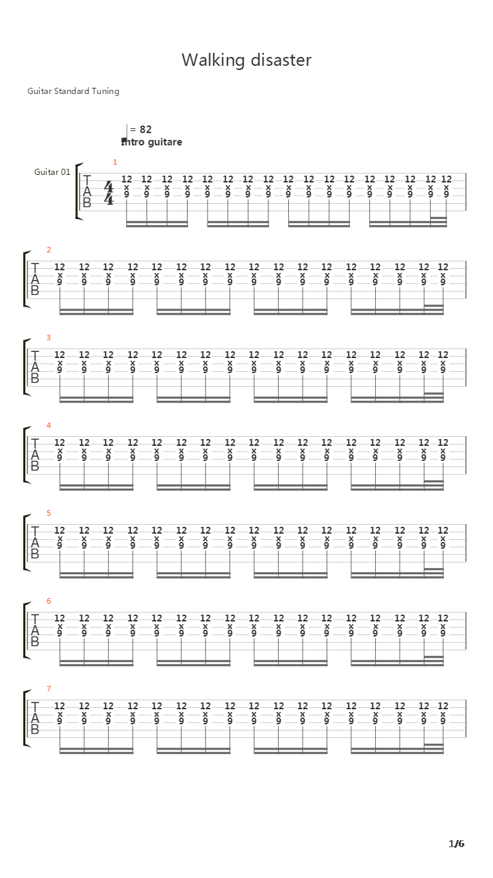 Walking Disaster吉他谱