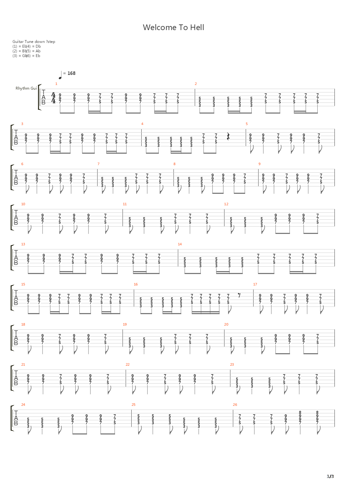Welcome To Hell吉他谱