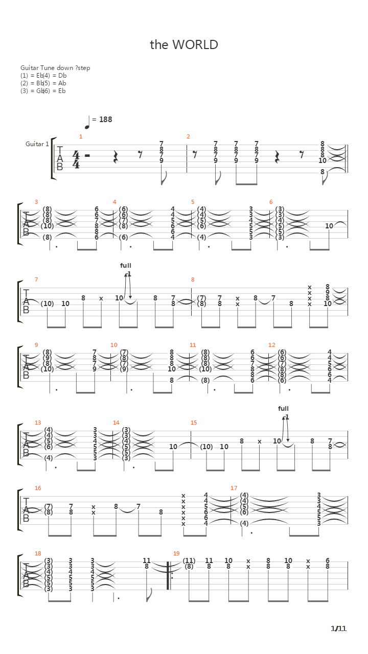 Death Note(死亡笔记) OP1 - The world吉他谱