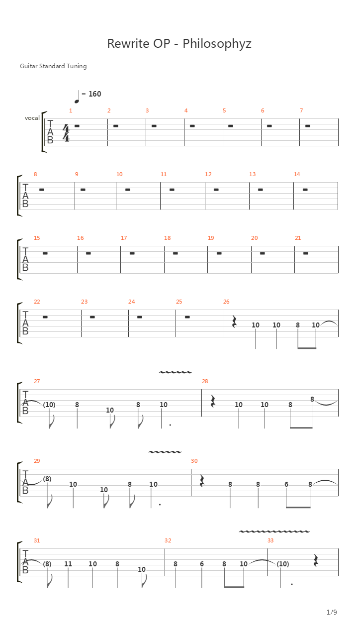 Rewrite OP1 - Philosophyz吉他谱