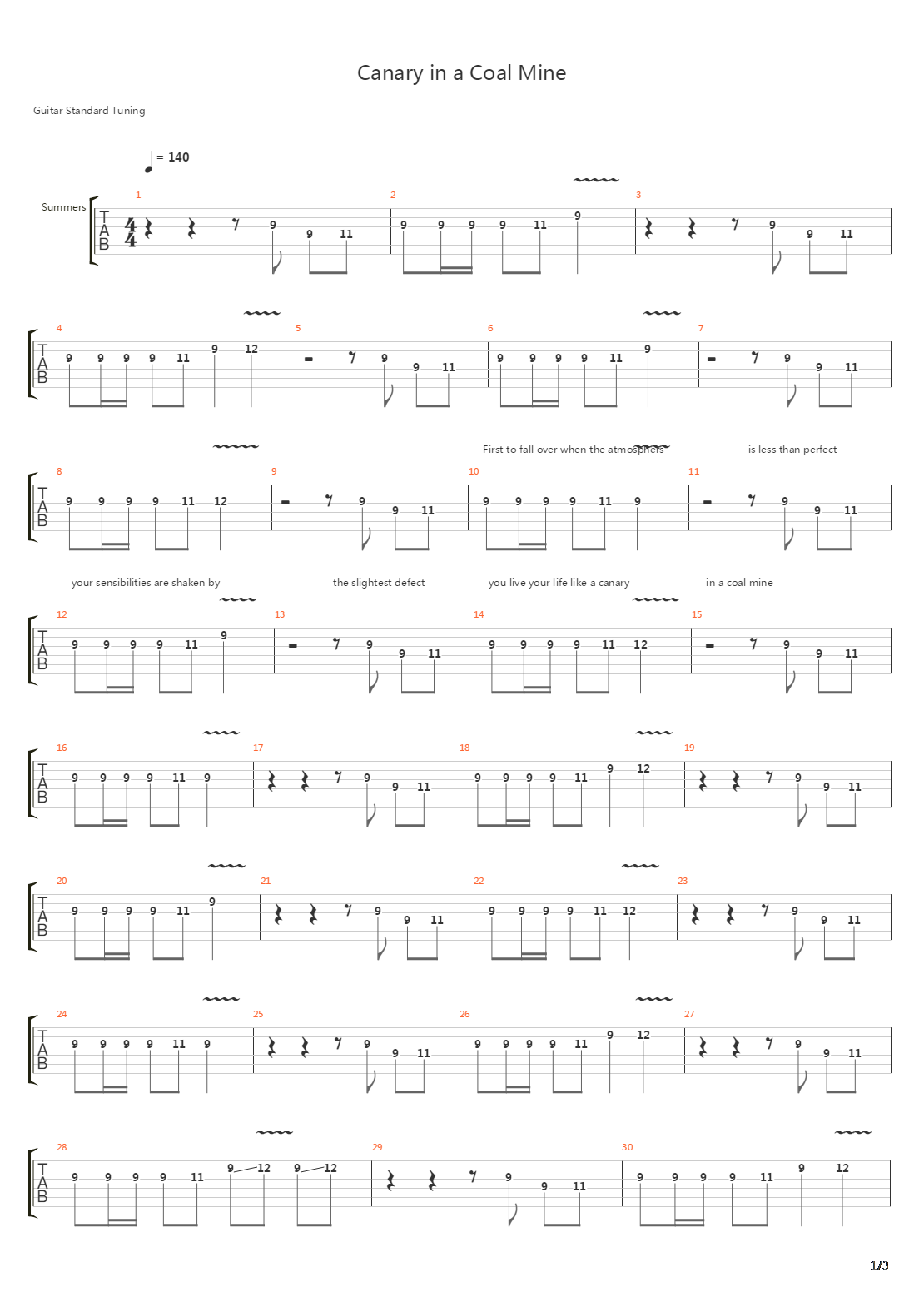 Canary In A Coalmine吉他谱