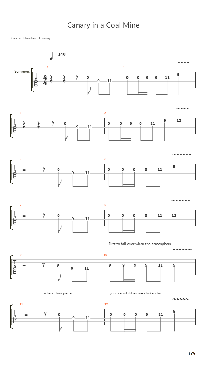 Canary In A Coalmine吉他谱