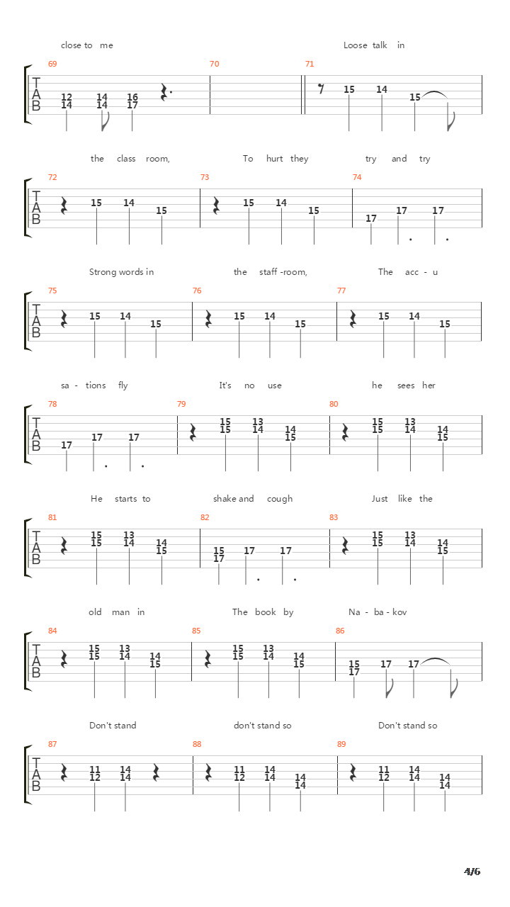 Dont Stand So Close To Me吉他谱
