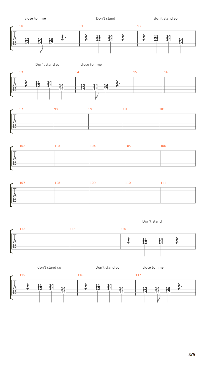 Dont Stand So Close To Me吉他谱