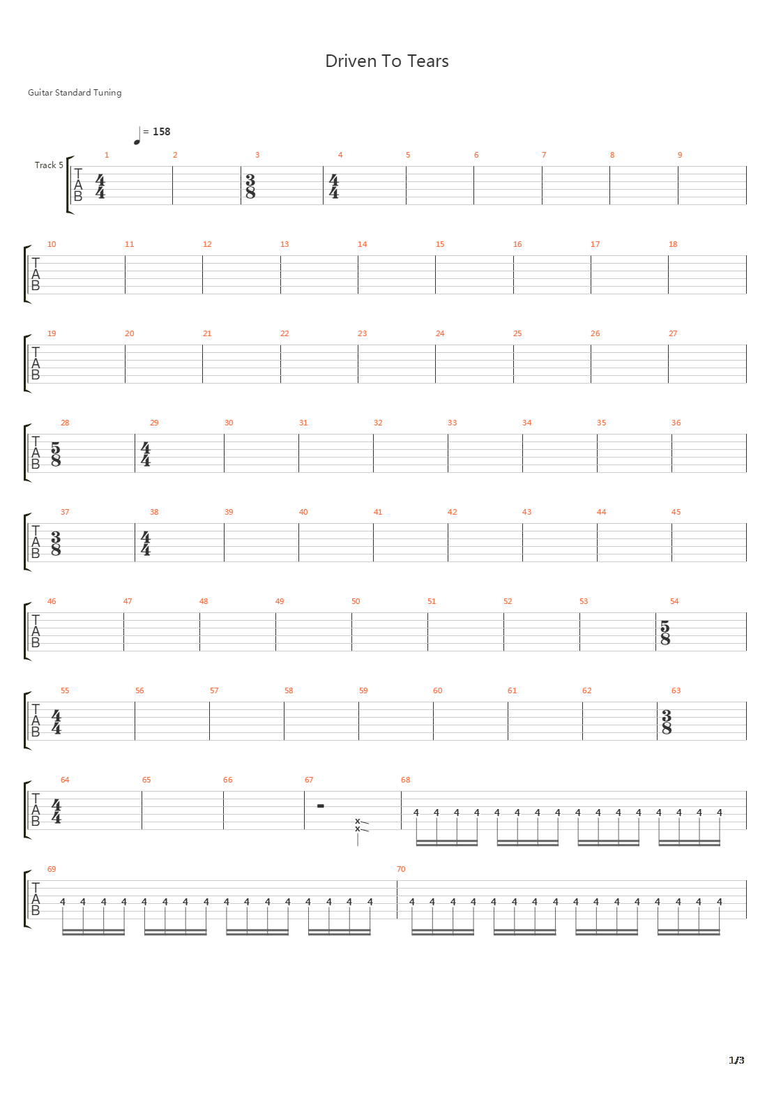 Driven To Tears吉他谱
