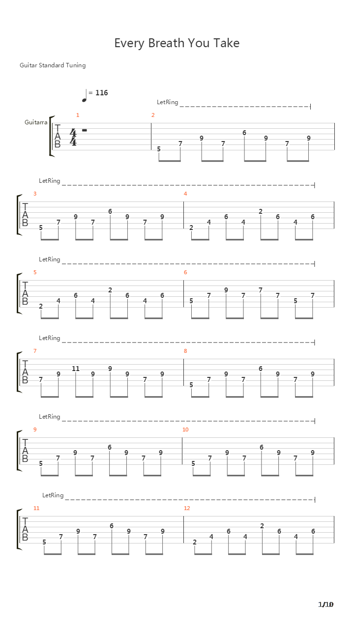 Every Breath You Take吉他谱