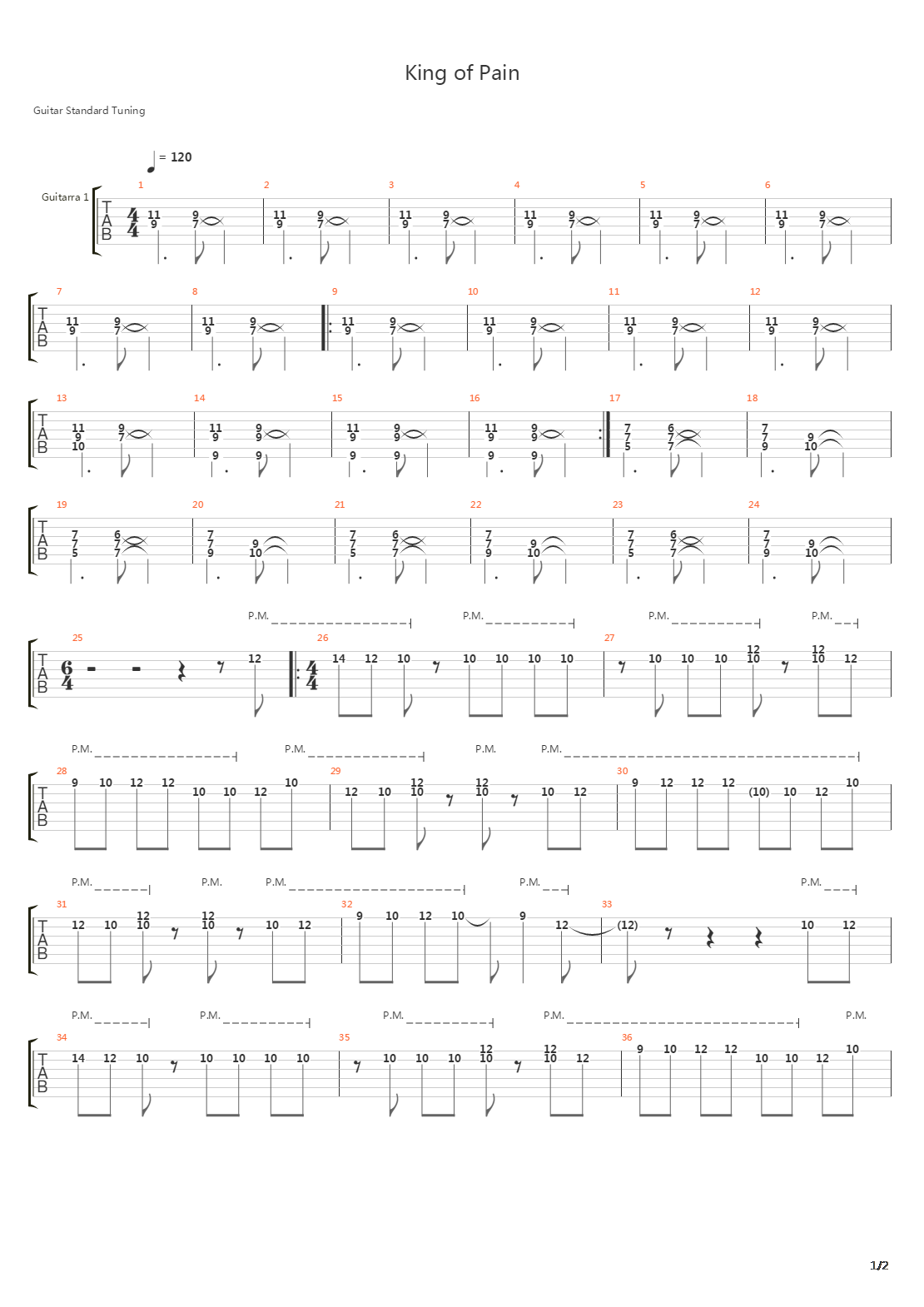 King Of Pain吉他谱