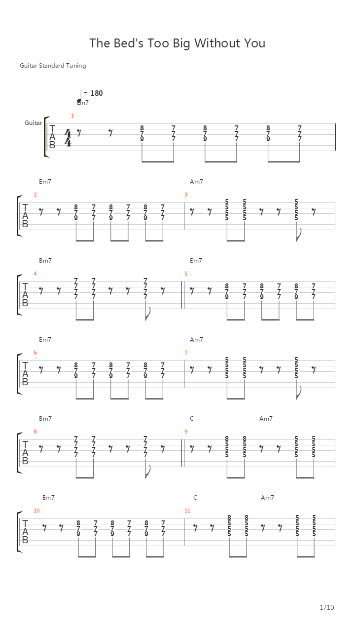 The Beds Too Big Without You吉他谱