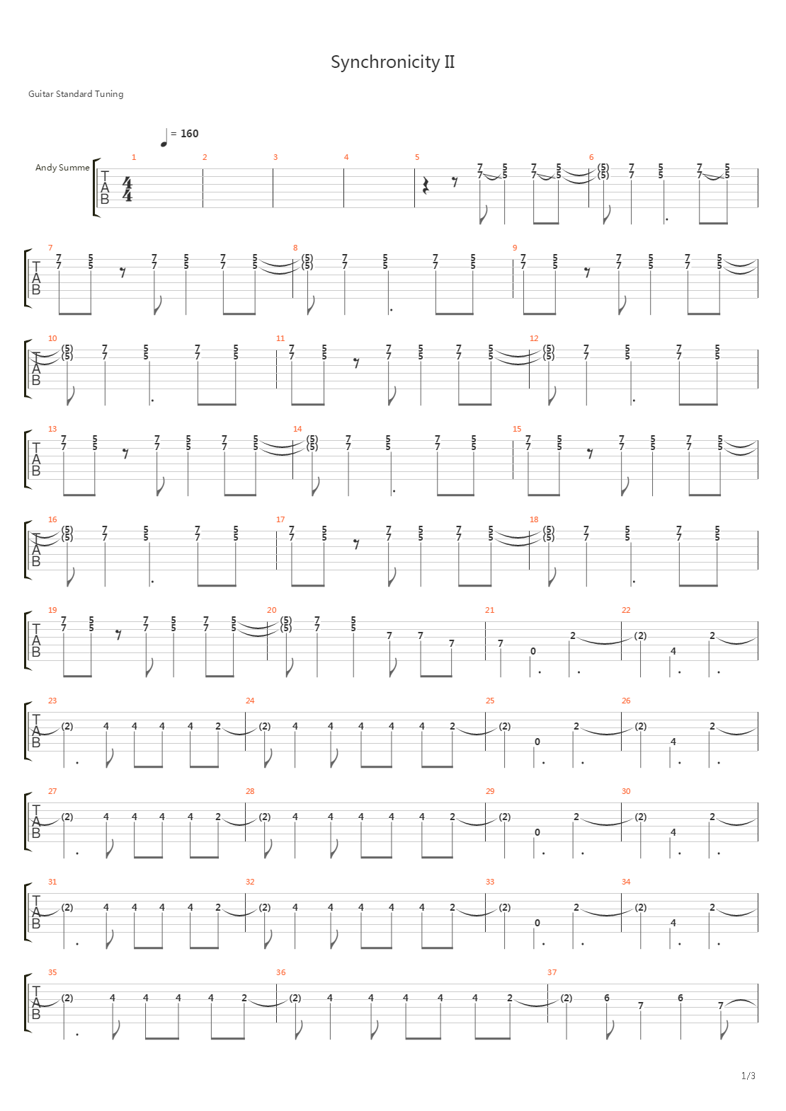 Synchronicity Ii吉他谱