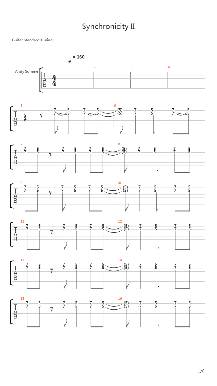 Synchronicity Ii吉他谱