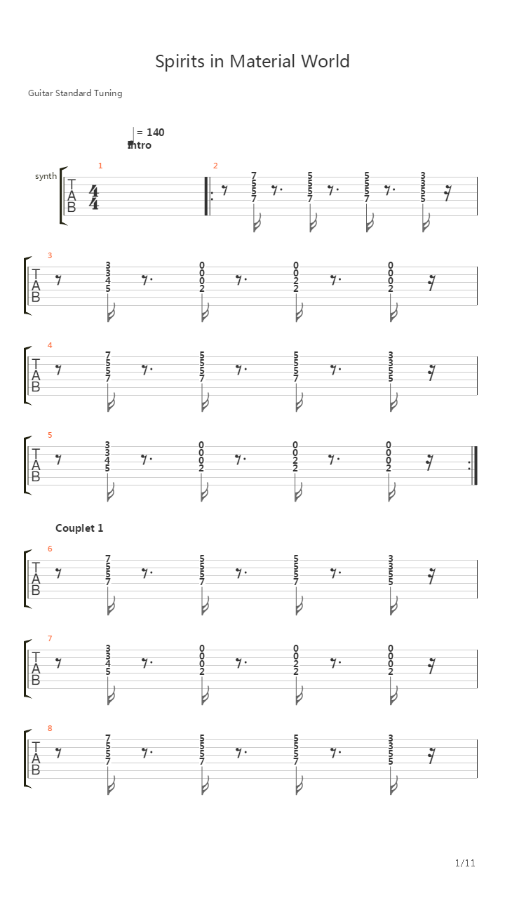 Spirits In The Material World吉他谱