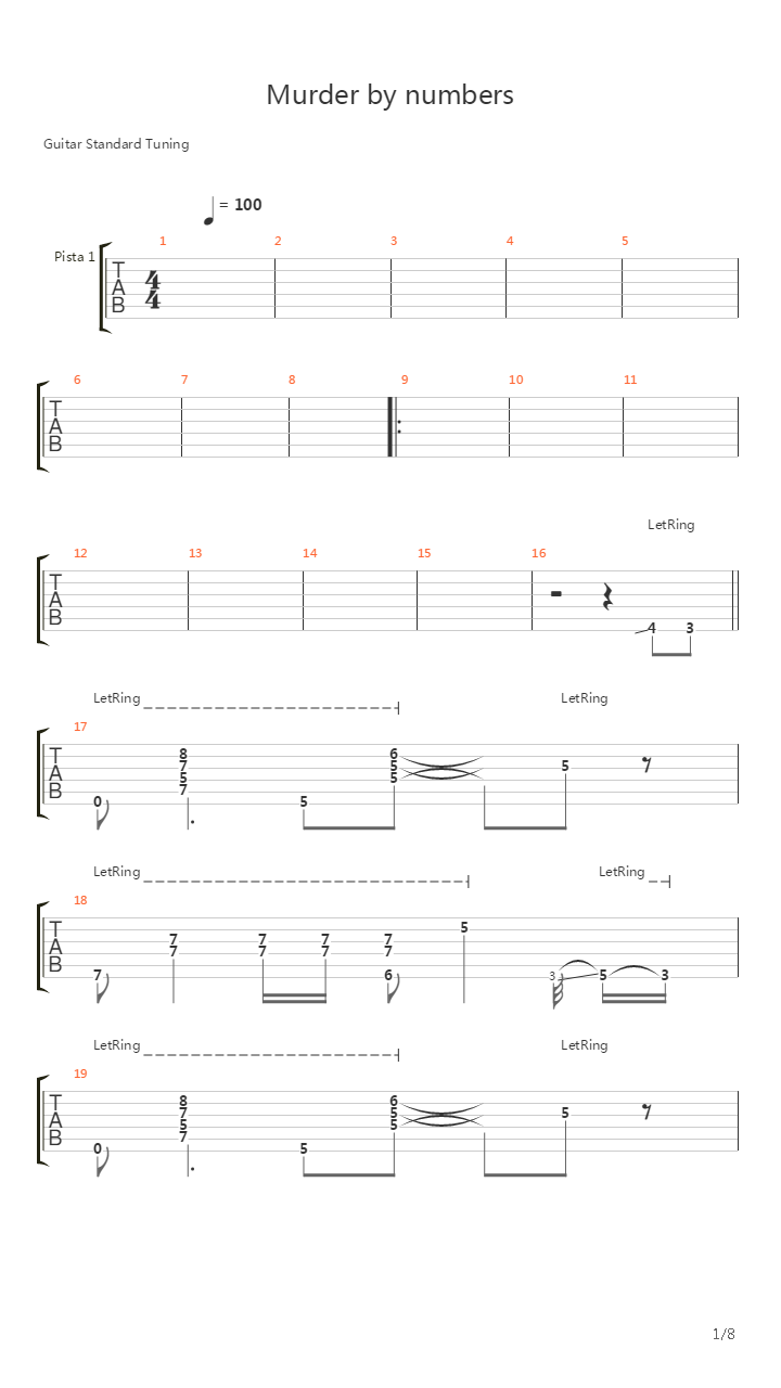 Murder By Numbers吉他谱