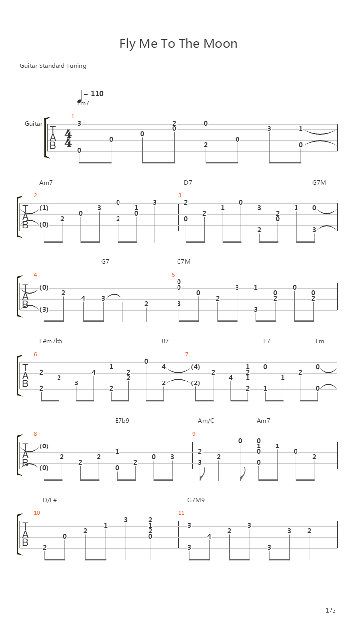 Fly me to the moon吉他谱