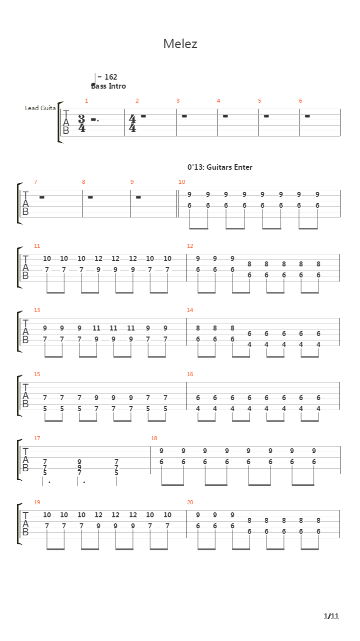 Melez吉他谱