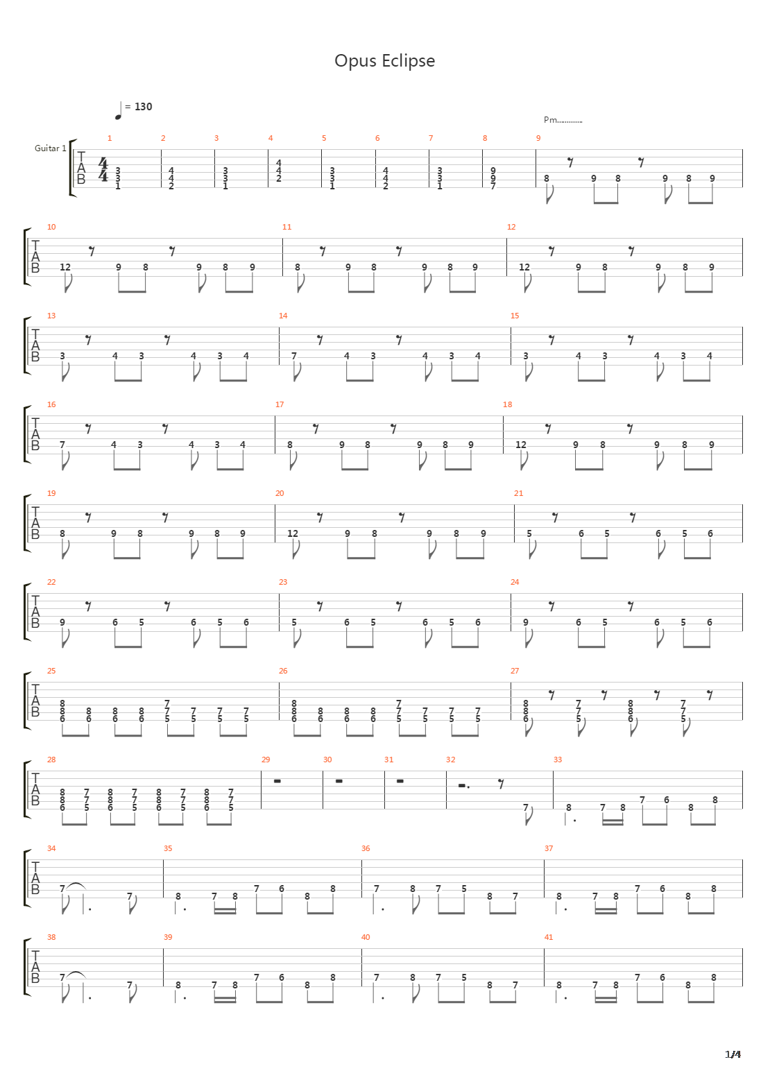 Opus Eclipse吉他谱