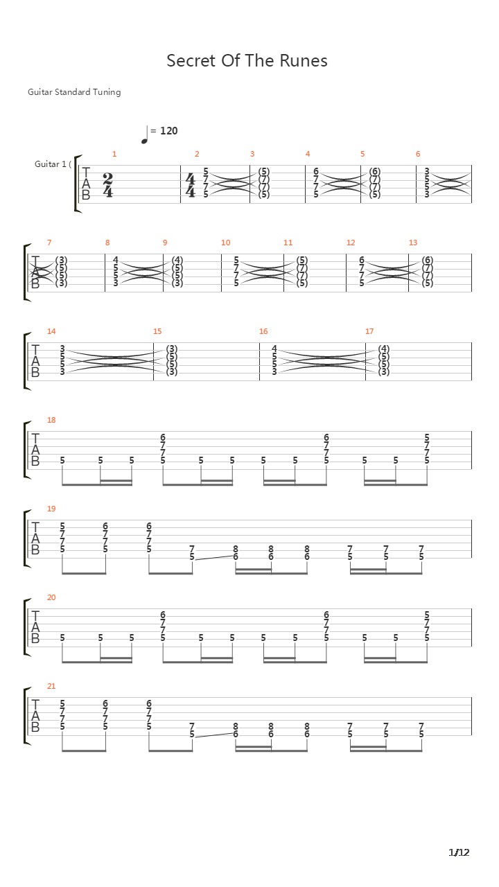 Secret Of The Runes吉他谱