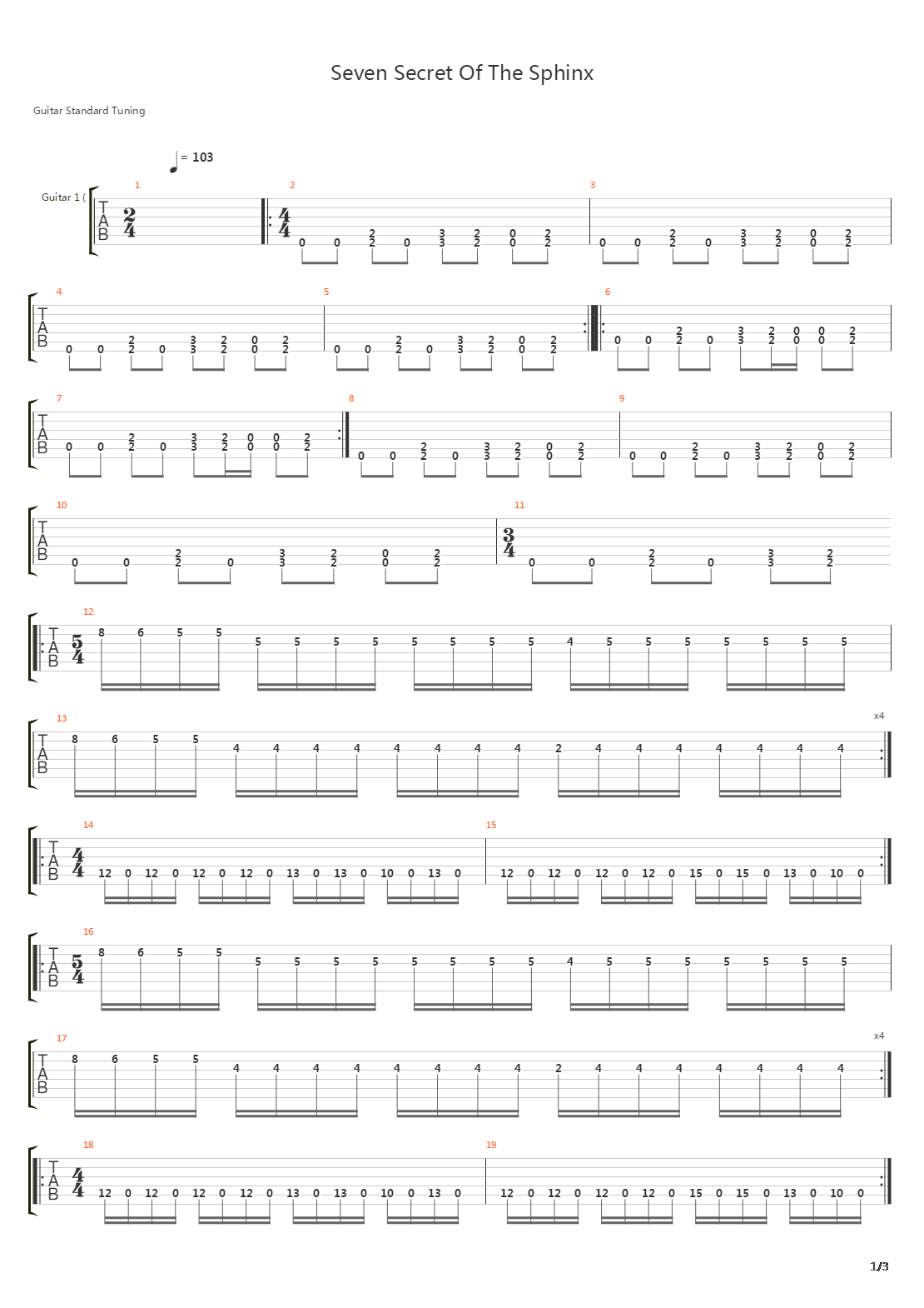 Seven Secret Of The Sphinx吉他谱