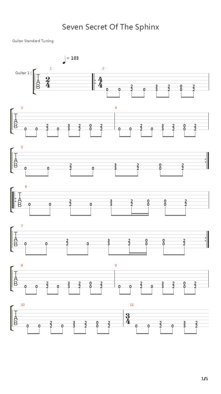 Seven Secret Of The Sphinx吉他谱