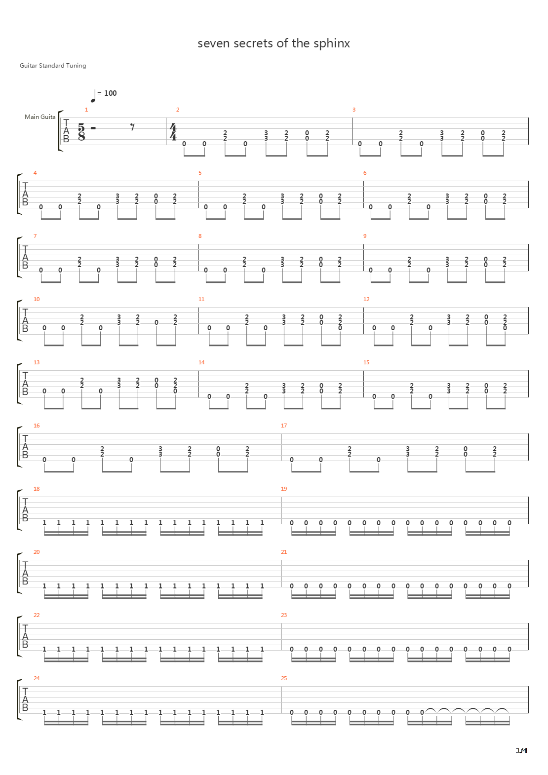 Seven Secrets Of The Sphinx吉他谱