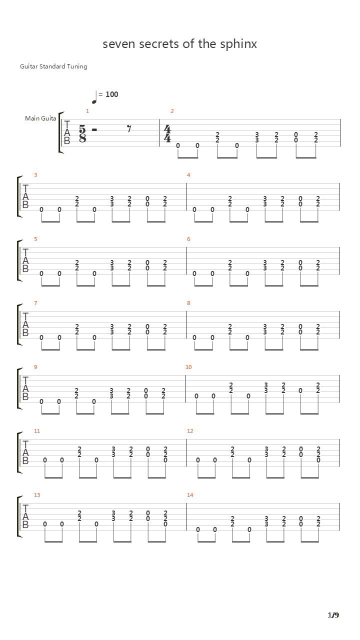 Seven Secrets Of The Sphinx吉他谱