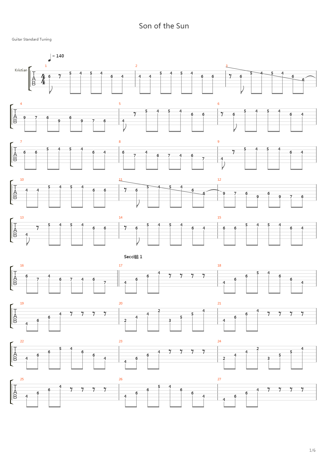 Son Of The Sun吉他谱