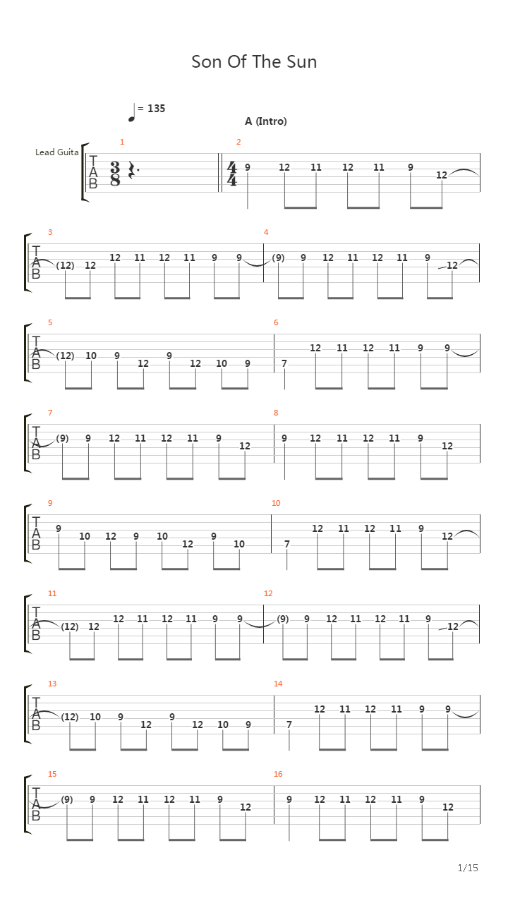 Son Of The Sun吉他谱